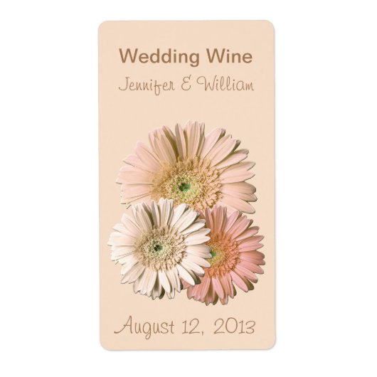 Perziketiket Linen Gerber Daisies Wedding Mini Win Etiket (Voorkant)