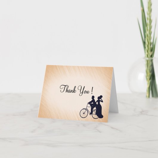 Perzikfietsweddenschap Hartelijk dank voor lege bi Bedankkaart (Voorkant)