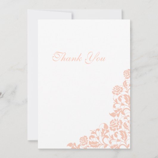 perzikflesjes Roos Lace Wedding Bedankkaart (Voorkant)