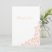 perzikflesjes Roos Lace Wedding Bedankkaart (Staand voorkant)