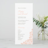 perzikflesjes Roos Lace Wedding Programmakaart (Staand voorkant)