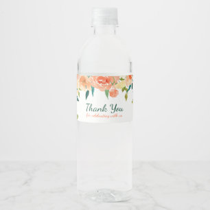 Perzikflessen Baby shower Hartelijk dank Waterfles Etiket