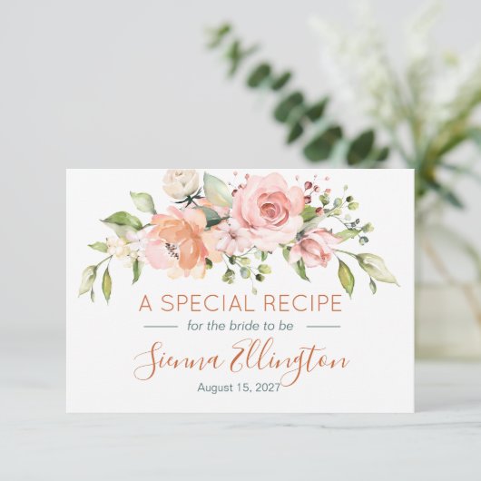 Perzikflora en -griep, Vrijgezellenfeest recept Informatiekaartje (Staand voorkant)