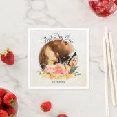 Perzikflora Foto Best Day Ever Weddenschap Servet (Insitu)