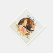 Perzikflora Foto Best Day Ever Weddenschap Servet (Hoek)