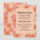  perzikflora "van naar college" uitnodigen kaart (Voorkant / Achterkant)