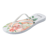 Perzikflora Waterverf met Jouw naam Teenslippers (Schuin)