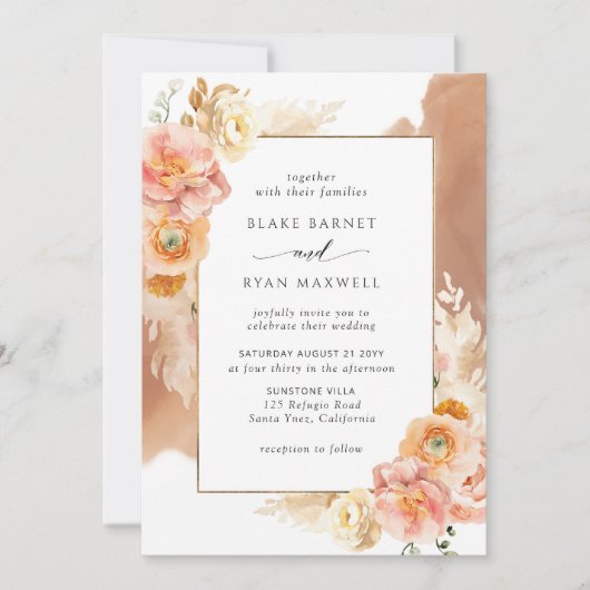 Perzikflora, Waterverf van Terraccotta Kaart (Voorkant)