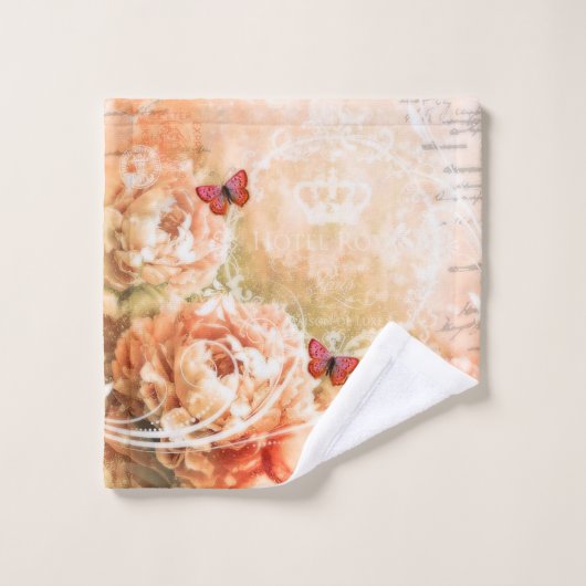 Perzikfloraal Bad Handdoek (Wasdoekje)