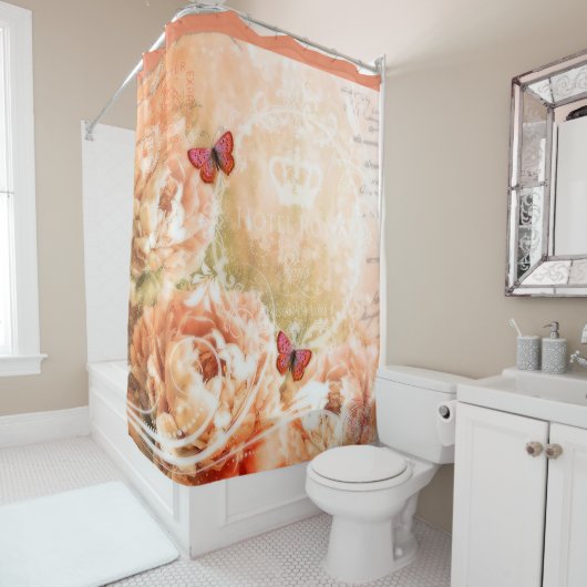  perzikfloraal douchegordijn (In situ)