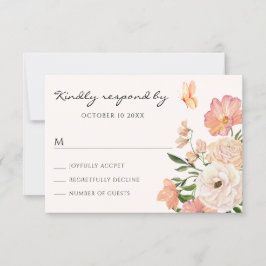 Perzikfloraal RSVP Kaartje