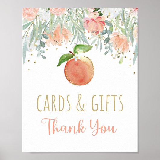 Perzikfloral Greenery Birthday Cards & Gifts Sign Poster (Voorkant)