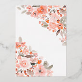 Perzikflorale greenery Gold script vrijgezellenfee Folie Uitnodiging (Achterkant)