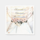 Perzikflorale rozen en bruiloft servet (Voorkant)