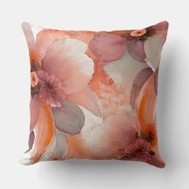 Perzikflorale waterverf kussen