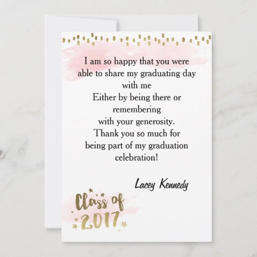 Perzikfoto-Afstuderen Hartelijk dank Kaart (Achterkant)