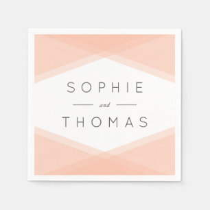 Perzikgelaagde geometrische bruiloft servet