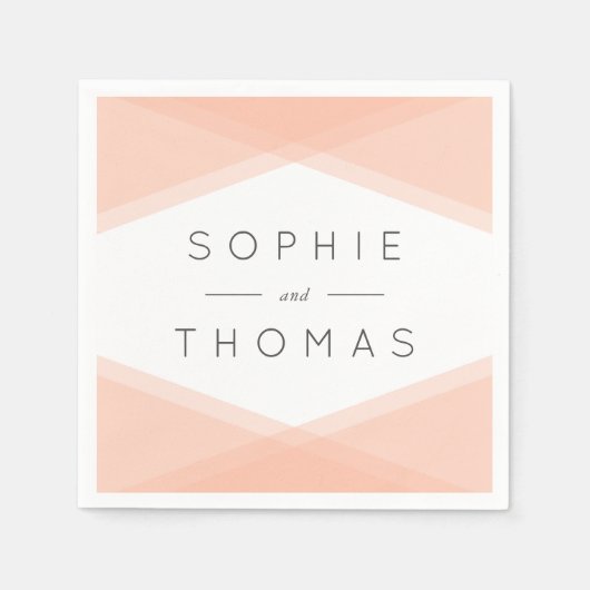 Perzikgelaagde geometrische bruiloft servet (Voorkant)