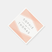 Perzikgelaagde geometrische bruiloft servet (Hoek)