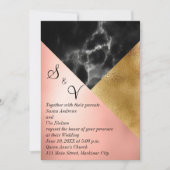 Perzikgoud en zwarte marmer geometrisch kaart (Voorkant)