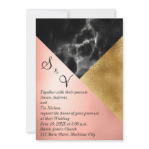 Perzikgoud en zwarte marmer geometrisch