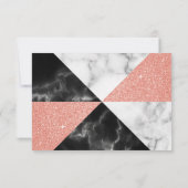 Perzikgoud en zwarte marmer geometrisch RSVP kaartje (Achterkant)