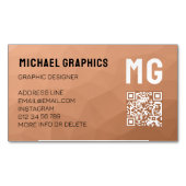 Perzikgradiënt geometrisch meshpatroon QR-code Magnetisch Visitekaartje (Voorkant)