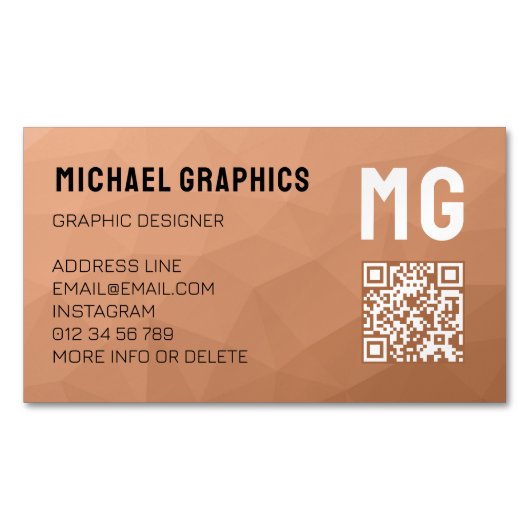 Perzikgradiënt geometrisch meshpatroon QR-code Magnetisch Visitekaartje (Voorkant)