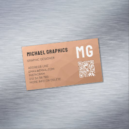 Perzikgradiënt geometrisch meshpatroon QR-code Magnetisch Visitekaartje