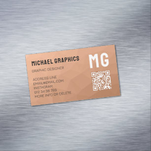 Perzikgradiënt geometrisch meshpatroon QR-code Magnetisch Visitekaartje