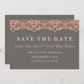 perzikgrijs weddenschap BEWAART DE DATUM Save The Date (Voorkant / Achterkant)