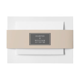 perzikgrijze bruiloft uitnodigingen wikkel