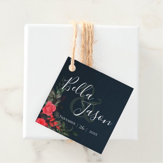  Perzikgrijze Floral Script Typografie Weddenschap Bedankjes Labels (In situ)