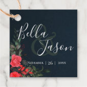  Perzikgrijze Floral Script Typografie Weddenschap Bedankjes Labels (Voorkant)