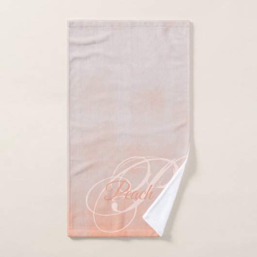 Perzikgrijze rustige Abstracte monogram Bad Handdoek (Handdoek)