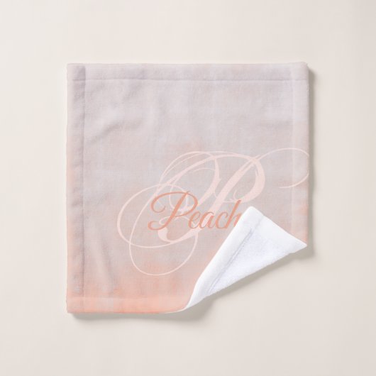 Perzikgrijze rustige Abstracte monogram Bad Handdoek (Wasdoekje)
