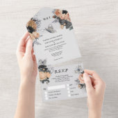 Perzikgrijze vlinder roos floranje all in one uitnodiging (Afscheurbaar)