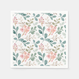Perzikgroene bloemenpapieren servetten, botanisch  servet