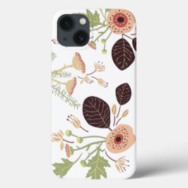 Perzikgroene gespoelde bloemen bladeren Case-Mate iPhone case