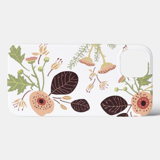 Perzikgroene gespoelde bloemen bladeren Case-Mate iPhone case (Achterkant (horizontaal))