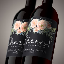 Perzikgroene marinepasta Floral Weddenschap Wijn E Etiket