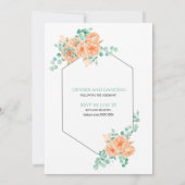 Perzikgroene Waterverf Floral Eucalyptus Weddensch Kaart (Achterkant)