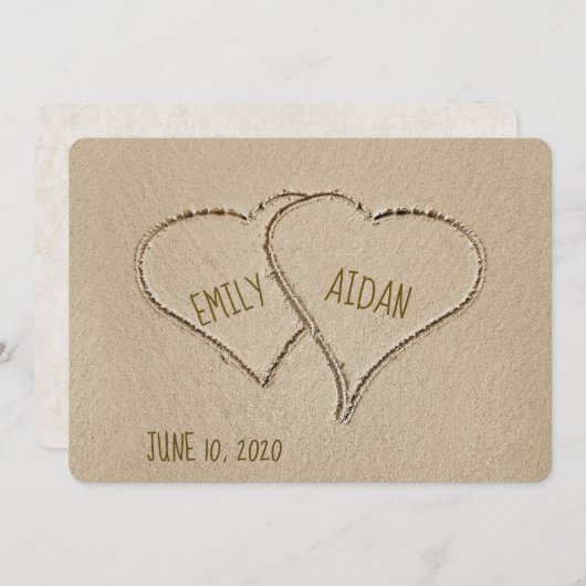 Perzikharten in zand voor bruiloft kaart (Voorkant / Achterkant)