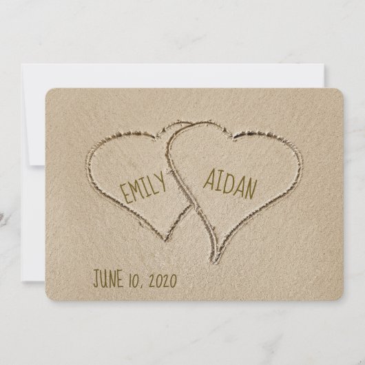 Perzikharten in zand voor bruiloft kaart (Voorkant)