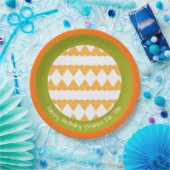 Perzikharthart met Oranje en groene dag Papieren Bordje (Feest)