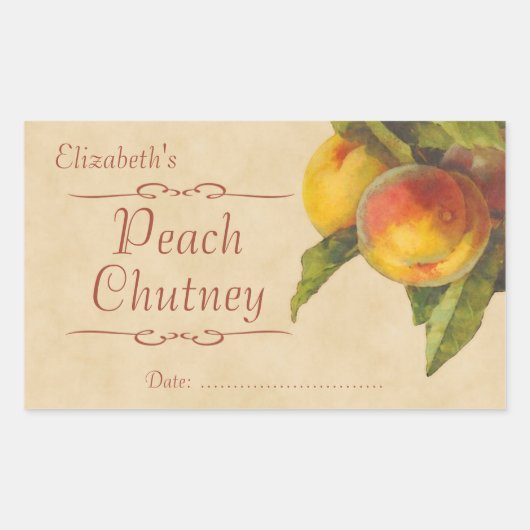 Perzikjam of inblikken rechthoekige sticker (Voorkant)