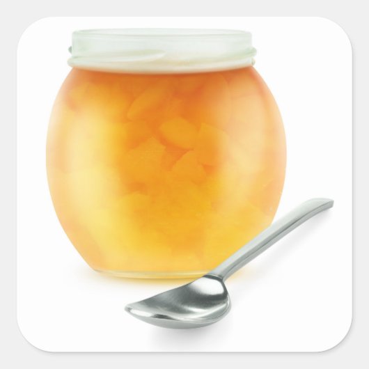 Perzikjam Vierkante Sticker (Voorkant)