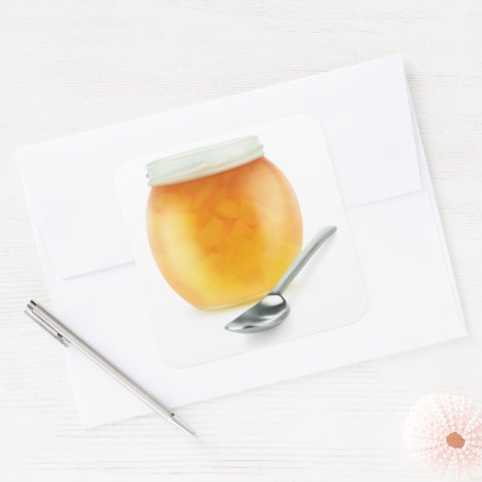 Perzikjam Vierkante Sticker (Envelop)