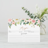 Perzikkaart en witte Floral Recipe Card Informatiekaartje (Staand voorkant)