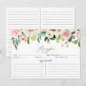 Perzikkaart en witte Floral Recipe Card Informatiekaartje (Voorkant / Achterkant)